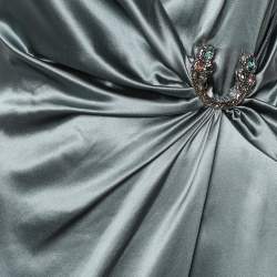 مملوكة مسبقًا Roberto Cavalli Grey Silk Satin Draped Midi Dress M