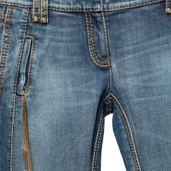 Pre Owned بنطلون جينز روبرتو كافالي دنيم أزرق مزين بسلسلة مقاس صغير