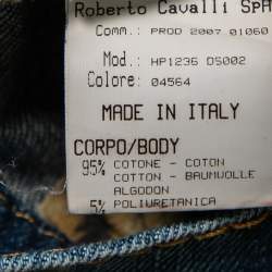 Pre Owned بنطلون جينز روبرتو كافالي دنيم أزرق مزين بسلسلة مقاس صغير