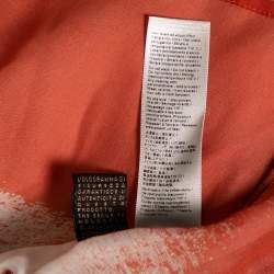 Pre Owned Roberto Cavalli Orange & White Printed Silk Drawstring Detail Kaftan Blouse S