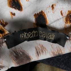 Pre Owned Roberto Cavalli Multicolored Printed Silk Tiered Sleeveless Dress M