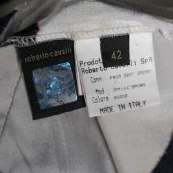 Pre Owned Roberto Cavalli Multicolored Printed Silk Tiered Sleeveless Dress M