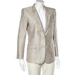 Pre Owned Roberto Cavalli Light Pink Brocade Button Front Blazer M