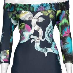 Pre Owned Roberto Cavalli Multicolor Printed Jersey Midi Dress S