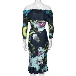 Pre Owned Roberto Cavalli Multicolor Printed Jersey Midi Dress S