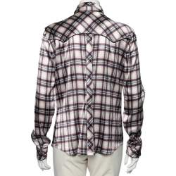 Pre Owned Roberto Cavalli Multicolored Checkered Silk Button Front Shirt L