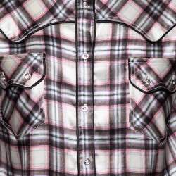 Pre Owned Roberto Cavalli Multicolored Checkered Silk Button Front Shirt L
