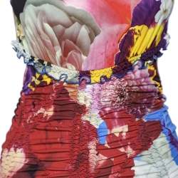 Pre Owned Roberto Cavalli Multicolor Printed Jersey Ruched Cut Out Detail Mini Dress S