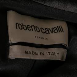 Pre Owned Roberto Cavalli Black Crepe Satin Trim Sleeveless Blazer M
