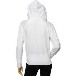 Pre Owned Roberto Cavalli White Velvet Hooded Sweatshirt M