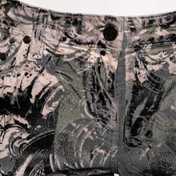 Pre Owned Roberto Cavalli Grey Printed Cotton Straight Pants M