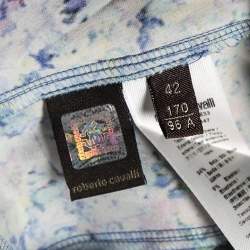 Pre Owned فستان روبرتو كافالي حرير مطبوع متعدد الألوان حافة دانتيل مقاس متوسط