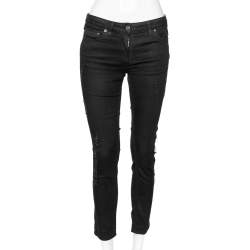 Pre Owned Roberto Cavalli Black Distressed Denim Jeans M