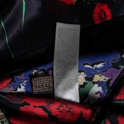 مملوكة مسبقًا Roberto Cavalli Black Floral Printed Silk Lace Panel Dress M