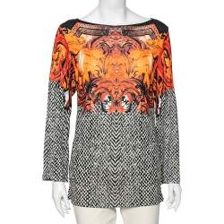 Roberto Cavalli Multicolor Printed Jersey Long Sleeves Top M