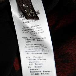 Pre Owned Roberto Cavalli Black & Red Animal Printed Silk Jersey Pleated Dress M