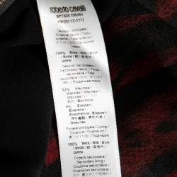 Pre Owned Roberto Cavalli Black & Red Animal Printed Silk Jersey Pleated Dress M