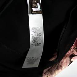 Pre Owned Roberto Cavalli Black and Pink Floral Printed Silk Kimono Belted Top L