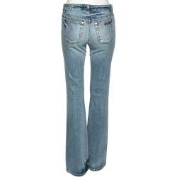 Pre Owned Roberto Cavalli Blue Faded Effect Denim Straight Leg Jeans M