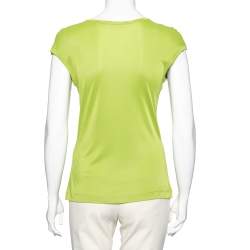 Pre Owned Roberto Cavalli Green Jersey Embellished Detailed Sleeveless Top M