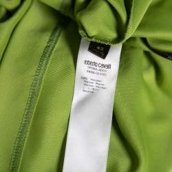 Pre Owned Roberto Cavalli Green Jersey Embellished Detailed Sleeveless Top M