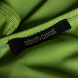 Pre Owned Roberto Cavalli Green Jersey Embellished Detailed Sleeveless Top M