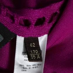 Pre Owned Roberto Cavalli Magenta Silk Knit Cut-Out Pattern Detailed Top M