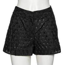 Roberto Cavalli Black Cutwork Cotton Shorts M