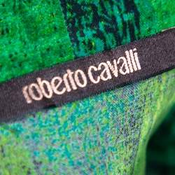 Pre Owned Roberto Cavalli Green Abstract Print Silk Blouse M
