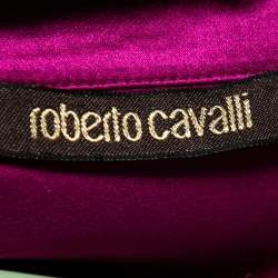 Pre Owned Roberto Cavalli Fuchsia Silk Button Front Long Sleeve Shirt M