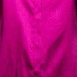 Pre Owned Roberto Cavalli Fuchsia Silk Button Front Long Sleeve Shirt M