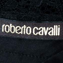 Pre Owned Roberto Cavalli Multicolor Printed Silk & Lace Sleeveless Pleated Mini Dress M