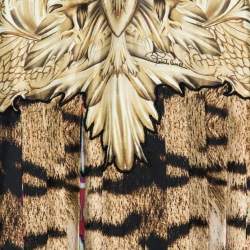 Pre Owned Roberto Cavalli Multicolor Printed Silk & Lace Sleeveless Pleated Mini Dress M