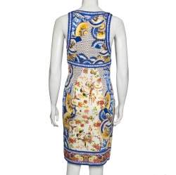 Pre Owned Roberto Cavalli Multicolor Printed Crepe Sleeveless Dress M