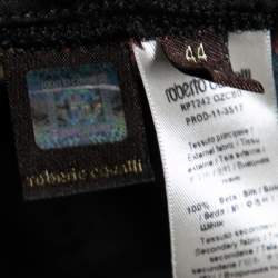 Pre Owned Roberto Cavalli Black Floral Printed Silk Trousers M