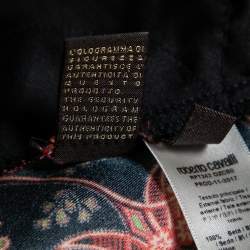 Pre Owned Roberto Cavalli Black Floral Printed Silk Trousers M