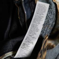 مملوكة مسبقًا بنطلون روبرتو كافالي دينم أزرق بترتر مزخرف مقاس متوسط - ميديوم