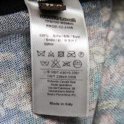 Pre Owned كارديغان روبرتو كافالي تريكو حرير مطبوع أصفر أزرار أمامية مقاس متوسط (ميديوم)