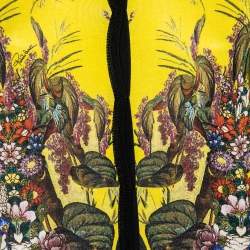 Pre Owned كارديغان روبرتو كافالي تريكو حرير مطبوع أصفر أزرار أمامية مقاس متوسط (ميديوم)