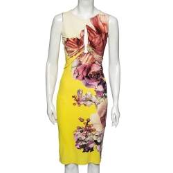 Pre Owned Roberto Cavalli Multicolor Printed Jersey Sleeveless Sheath Dress M