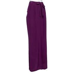 Pre Owned Roberto Cavalli Purple Silk Belted Palazzo Pants M