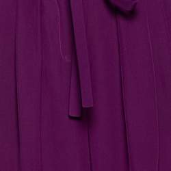 Pre Owned Roberto Cavalli Purple Silk Belted Palazzo Pants M