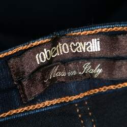 Pre Owned Roberto Cavalli Blue Denim Straight Pants M