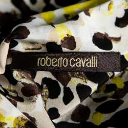 Pre Owned Roberto Cavalli Multicolored Printed Silk Neck Tie Detail Blouse M