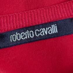 Pre Owned Roberto Cavalli Pink Silk & Cashmere Paneled Long Sleeve Sweater M