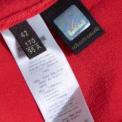 Pre Owned Roberto Cavalli Pink Silk & Cashmere Paneled Long Sleeve Sweater M