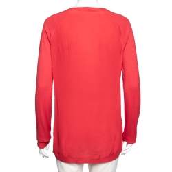 Pre Owned Roberto Cavalli Pink Silk & Cashmere Paneled Long Sleeve Sweater M