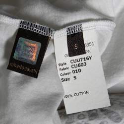 Pre Owned Roberto Cavalli White Foil Print Stretch Knit T-Shirt S