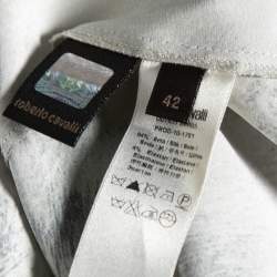 Pre Owned بلوزة روبرتو كافالي ساتان أخضر مطبوع بلا أكمام مقاس متوسط - ميديوم