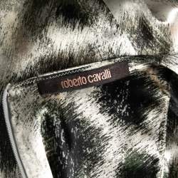 Pre Owned بلوزة روبرتو كافالي  ساتان أخضر مطبوع بلا أكمام مقاس متوسط - ميديوم